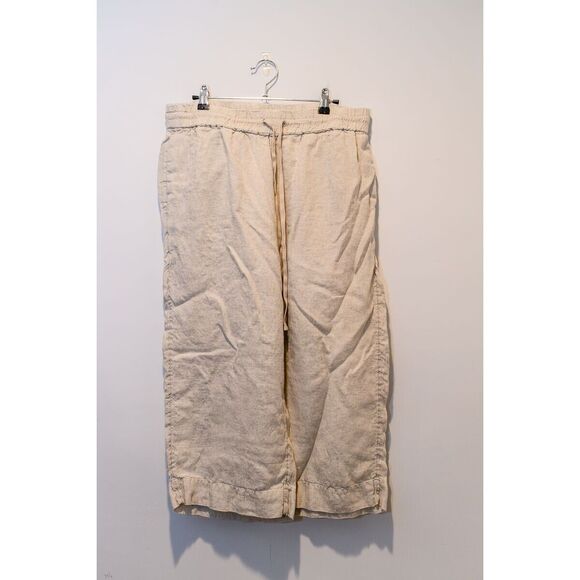 J.Crew Women's Linen Pants LP Drawstring Waist Beige Made In India Petite - Picture 1 of 6